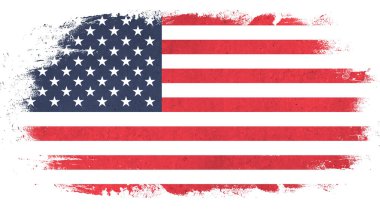 Amerika / Amerika Birleşik Devletleri arka plan şablonu - Soyut fırça fırçası Amerikan bayrağının renklerinde sıçrıyor, beyaz dokuda izole edilmiş