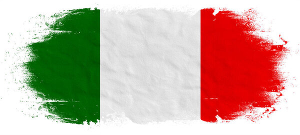 Italy background pattern template - Abstract brushstroke paint brush splash in the colors of italian flag, isolated on white texture