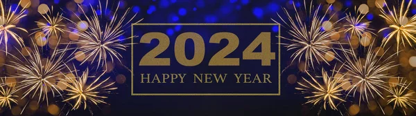 2024 Gott Nytt Nyårsfest Festligt Firande Semester Gratulationskort Bakgrund Banner — Stockfoto