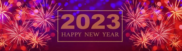 2023 Gott Nytt Nyårsfest Festligt Firande Semester Gratulationskort Bakgrund Banner — Stockfoto