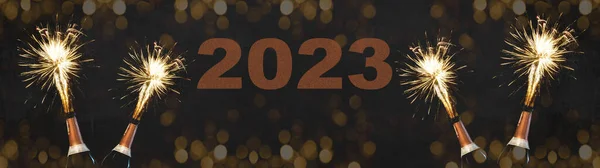 Новым 2023 Годом Празднование Сильвестр Новогодняя Вечеринка Фон Баннер Панорама — стоковое фото