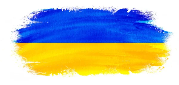 Абстрактный Патриотический Брызг Кистью Мазка Цветах Флага Украины Выделенный Фоне — стоковое фото