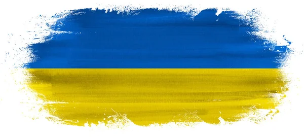アブストラクトアクエラレ紙の背景に隔離されたウクライナの国旗の色で愛国的な筆塗りブラシスプラッシュ — ストック写真