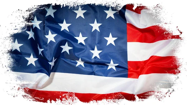 Usa Banner Panorama Sjabloon Wenskaart Zwaaiende Amerikaanse Vlag Geïsoleerd Witte — Stockfoto