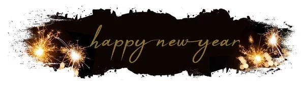 Yeni Yıl Yeni Yıl Arifesi Siyah Soyut Suluboya Sıçrama Fırça — Stok fotoğraf