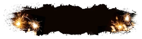 Szilveszter Szilveszter Fekete Absztrakt Akvarell Csobbanás Ecsetek Textúra Illusztráció Művészeti — Stock Fotó