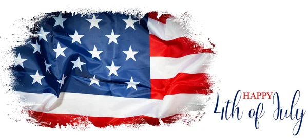 ハッピー インデペンデンスデイ 7月4日アメリカ アメリカの背景模様のテンプレートイラスト アメリカ国旗の色でブラシブラシスプラッシュ 白のテクスチャに分離 — ストック写真