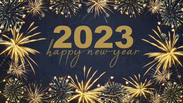 Happy New Year 2023 Святковий Силует Новорічна Вечірка Фоні Вітальної — стокове фото