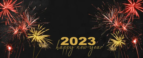 Feliz Ano Novo Festa 2023 Fundo Festivo Banner Panorama Longo — Fotografia de Stock