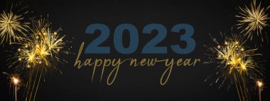 Mutlu yıllar 2023 Festivalleri Havai fişek Partisi arka plan panoraması Uzun sarı havai fişekler 