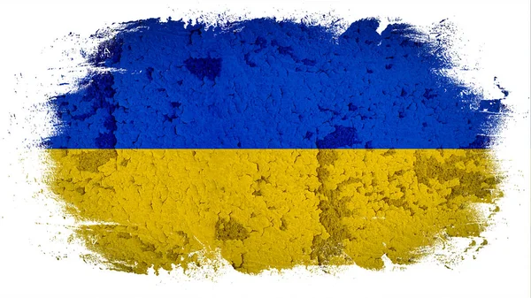 Abstract Brushstroke Paint Brush Splash Colors Flag Ukraine Crumbling Facade — Stockfoto
