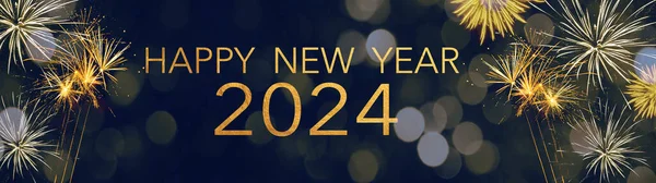 Happy New Year 2024 Silvester Party Sărbătorire Fundal Banner Panorama — Fotografie, imagine de stoc