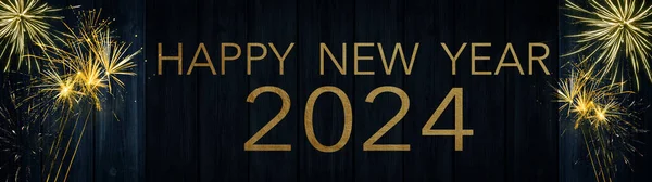 Silvester 2024 Nou Fericit Anul Nou Petrecere Fundal Banner Panoramă — Fotografie, imagine de stoc
