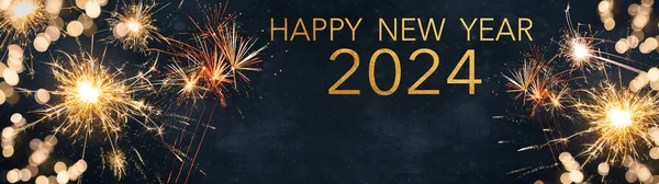 Silvester 2024 Feliz Año Nuevo Nochevieja Parte Fondo Pancarta Panorama — Foto de Stock