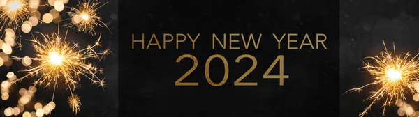 Поздравление Новым Годом 2024 Новый Год Панорама Панорама Баннер Открытки — стоковое фото