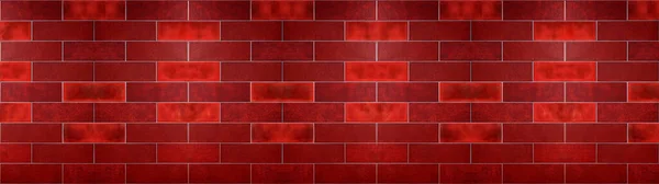 抽象的な赤のカラフルな素朴なレンガタイルの壁や床のテクスチャの背景バナーパノラマ — ストック写真