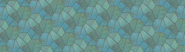 Abstrato Verde Turquesa Aquamarine Geométrica Hexágono Hexagonal Mosaico Cimento Pedra — Fotografia de Stock