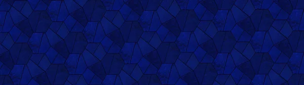 Abstract Dark Blue Geometric Hexagonal Hexagon Mosaic Cement Stone Concrete — Stock Photo, Image