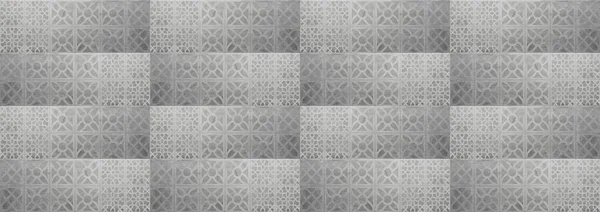 Vecchio Grigio Vintage Indossato Geometrico Shabby Mosaico Ornato Patchwork Arabesco — Foto Stock