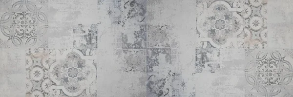 Старий Сірий Білий Старовинний Ретро Зношений Геометричний Арабеск Мозаїчний Орнаментальний — стокове фото