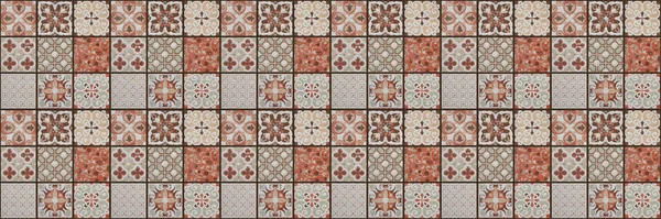 Oude Naadloze Oranje Vintage Versleten Geometrische Shabby Mozaïek Sierlijke Patchwork — Stockfoto