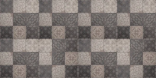 Vecchio Grigio Grigio Vintage Indossato Geometrico Shabby Mosaico Ornato Patchwork — Foto Stock