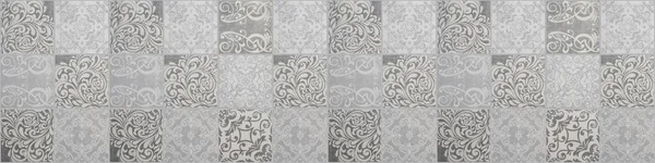 Oud Grijs Grijs Vintage Versleten Geometrische Shabby Mozaïek Sierlijke Patchwork — Stockfoto