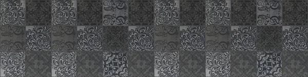 Eski Gri Antika Yıpranmış Geometrik Eski Püskü Mozaik Desenli Desenli — Stok fotoğraf
