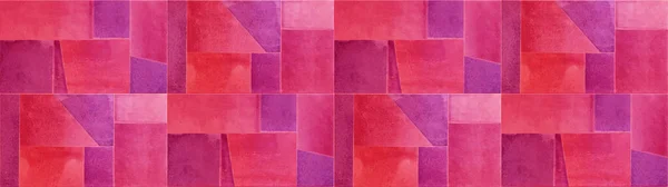 概要ネオンピンク色のカラフルな幾何学セメント石タイルミラー壁や床 タイルテクスチャの背景バナーパノラマ — ストック写真