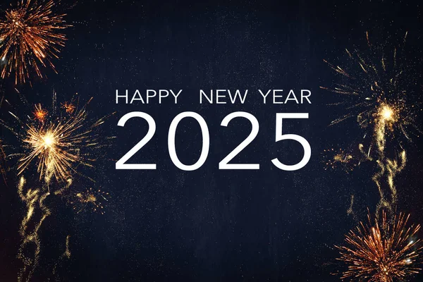 Silvester 2025 Mutlu yıllar, Yeni Yıl Partisi kutlamaları arka plan havai fişeklerden yapılmış bir çerçeve.