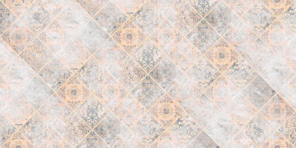 Старий Синій Бежевий Старовинний Зношений Геометричний Мозаїчний Орнаментальний Печворк Мотив — стокове фото