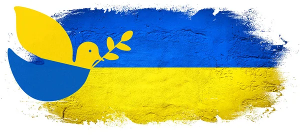 Ukrayna Bayrağı Soyut Fırça Fırçası Ukrayna Bayrağı Renklerinde Beyaz Sırt — Stok fotoğraf