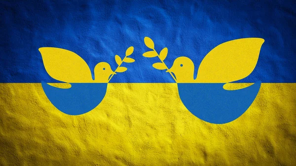 Флаг Украины Абстрактная Раскрашенная Текстура Цвета Флага Украины Символ Голубя — стоковое фото