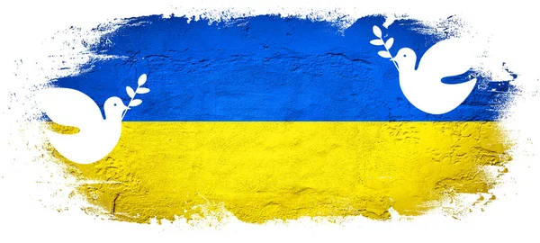 Pincel Pincel Pincelada Abstrata Respingo Nas Cores Bandeira Ucrânia Isolado — Fotografia de Stock