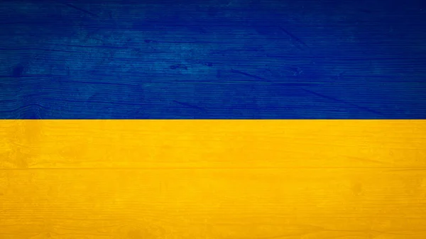 Ukraińska Flaga Tło Stare Drewniane Deski Tekstura Ściany Drewna Kolorach — Zdjęcie stockowe