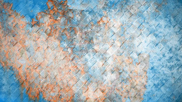 Abstract Blue Orange Rusty Spotty Dirty Grunge Weathered Old Aged — Fotografia de Stock