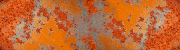 Abstract Orange Colored Peeling Rusty Metal Steel Aged Weathered Wall — Foto de Stock