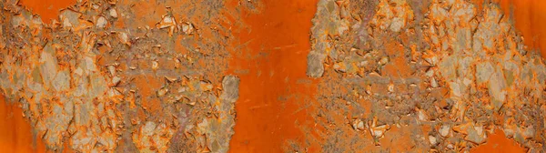 Abstract Orange Colored Peeling Rusty Metal Steel Aged Weathered Wall — Fotografia de Stock