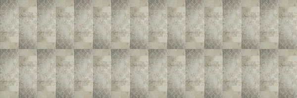 Old Beige Gray Vintage Shabby Damask Patchwork Tiles Stone Concrete — Stock Fotó