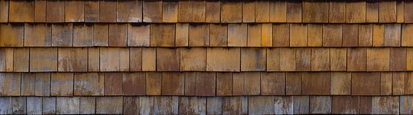 Oude Bruine Rustieke Donkere Houten Dakpannen Gevel Textuur Houten Achtergrond — Stockfoto