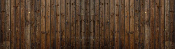 Alte Braun Rustikale Dunkle Holzbretter Wandstruktur Holz Hintergrund Panorama Banner — Stockfoto