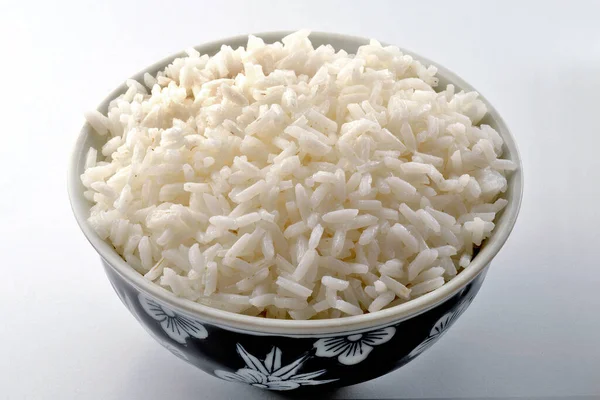 Μπολ Βραστό Ρύζι Thai Απομονώνονται Λευκό Φόντο — Φωτογραφία Αρχείου