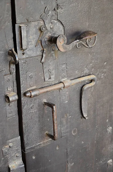 Detail Deadbolt Ancient Wooden Door — Φωτογραφία Αρχείου