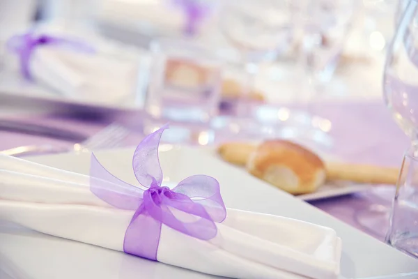 Detail Table Set Pink Runner Elegant Wedding Banquet — 图库照片