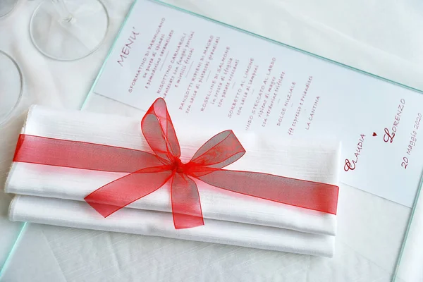 Detail Table Set White Wedding Banquet — Photo