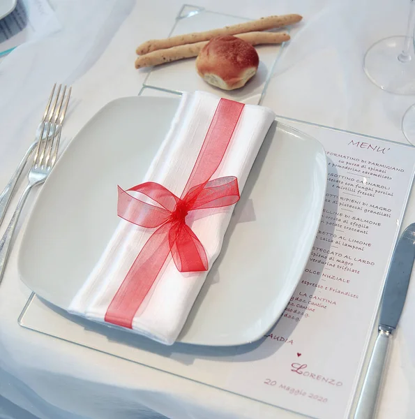 Detail Table Set White Wedding Banquet — ストック写真