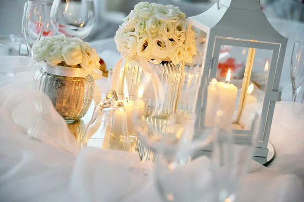 Detail Table Set White Wedding Banquet — Φωτογραφία Αρχείου