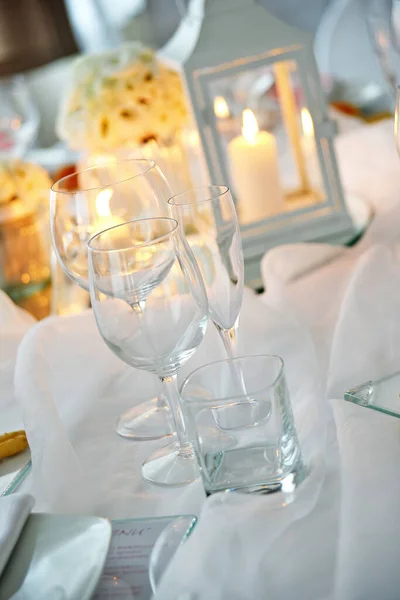 Detail Table Set White Wedding Banquet — Fotografia de Stock