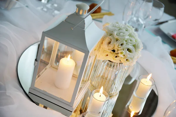 Detail Table Set White Wedding Banquet — Φωτογραφία Αρχείου