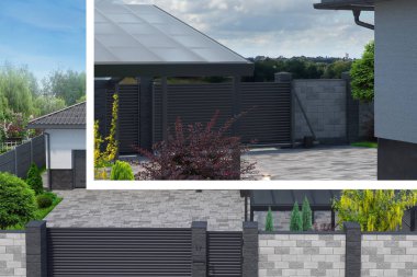 Fully illustrated private yard main tenance, 3D render